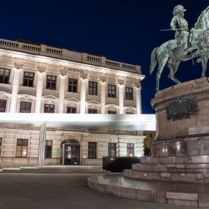 Albertina museum in Vienna at night