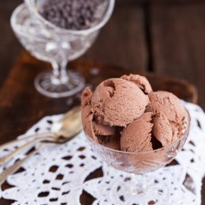 Chocolate ice cream in the ice-cream bowls