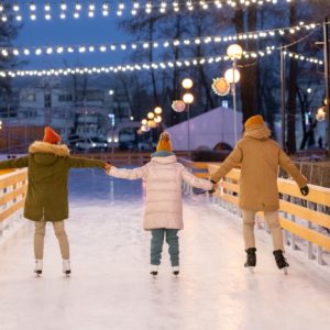 Family at ice-skating rink