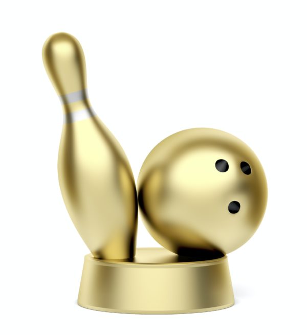 Gold bowling trophy