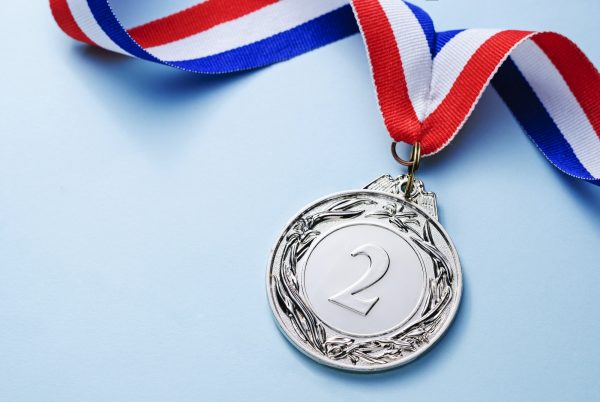 Silver medal 2 place with ribbon